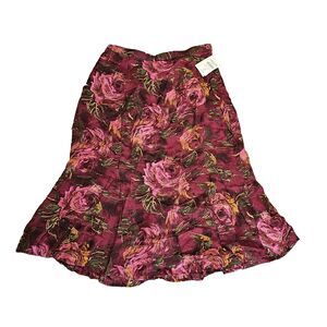COLDWATER CREEK rose print skirt M NWT floral brushstroke boho romantic flowy